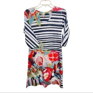 ATELIER 5 by Goode Yillmaz Printed Dress Art To Wear Small Floral/Striped